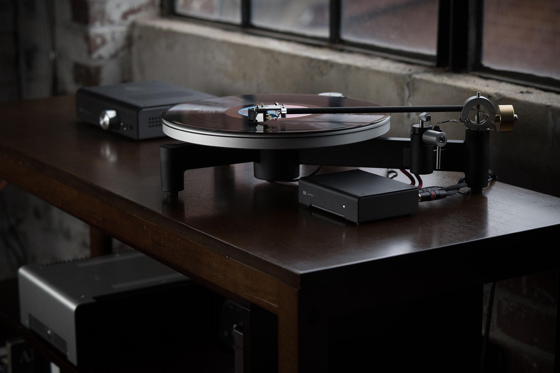 Chris Martens samples Schiit's flagship Sol turntable, with Mani phono preamp and Grado cartridge, and finds unprecedented sophistication and performance for the money. a7488480 sol insitu 1920
