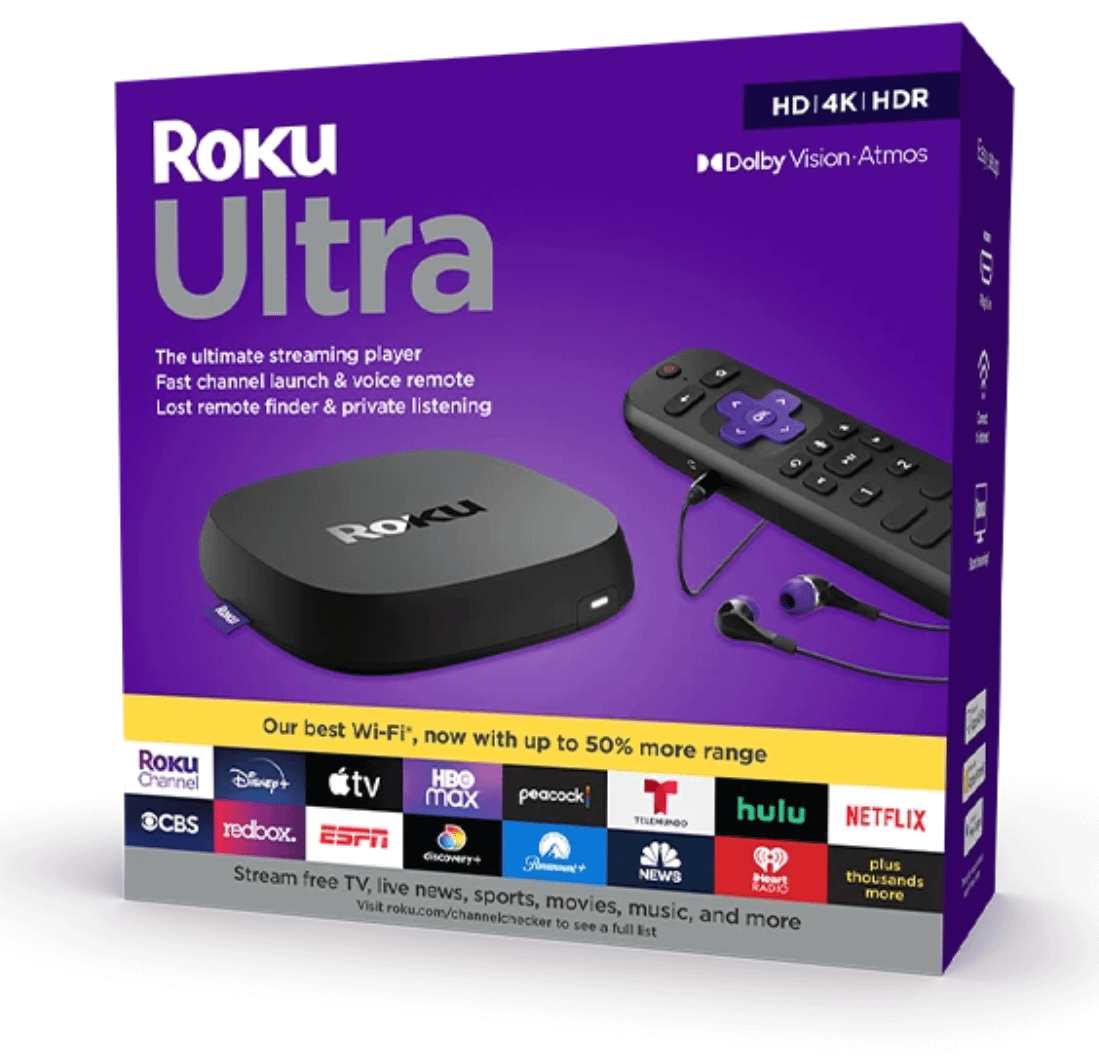 Roku is a great way to tap into all the streaming entertainment available online. And now you can get the best, fastest Roku player for only $69.99. Roku Ultra a7c6118b image