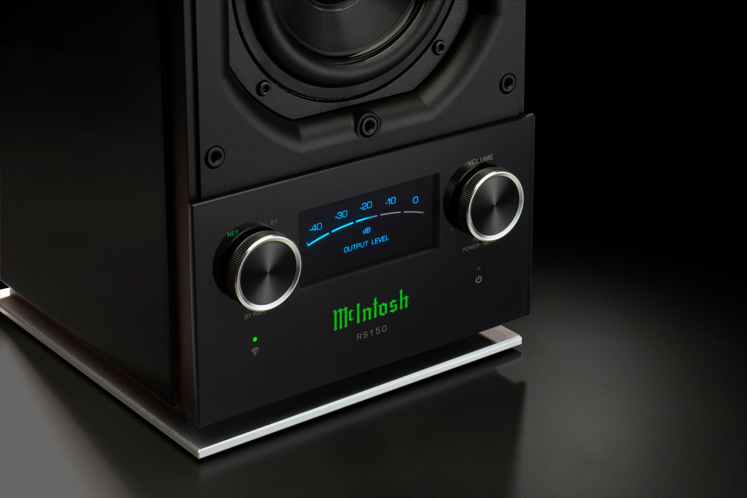 Two wireless speakers, the RS150 and RS250, offer streaming convenience with unmistakable McIntosh style, quality & performance. McIntosh 28619149 rs150 meter no grille hi res scaled