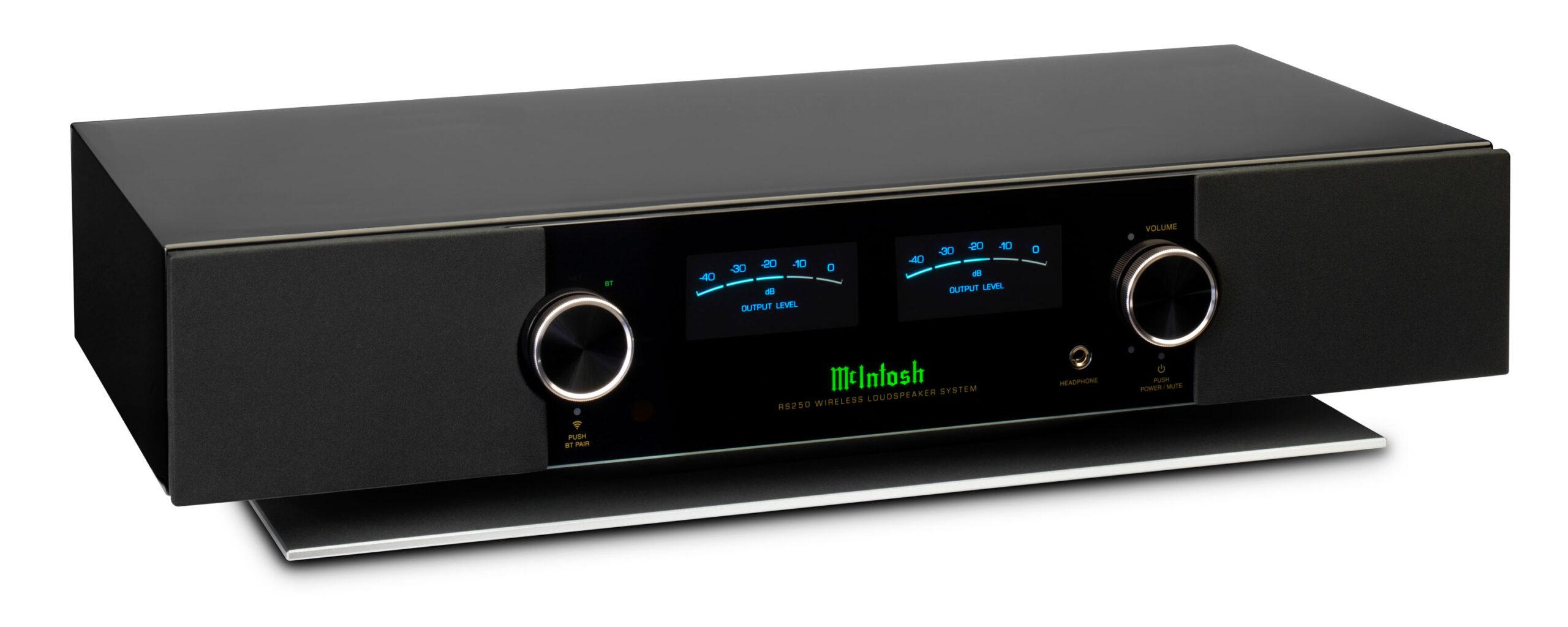 Two wireless speakers, the RS150 and RS250, offer streaming convenience with unmistakable McIntosh style, quality & performance. McIntosh 7fed8e26 rs250 angle hi res scaled