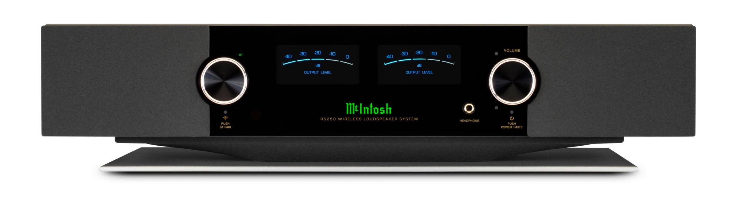 Two wireless speakers, the RS150 and RS250, offer streaming convenience with unmistakable McIntosh style, quality & performance. McIntosh e9234e85 rs250 front hi res scaled