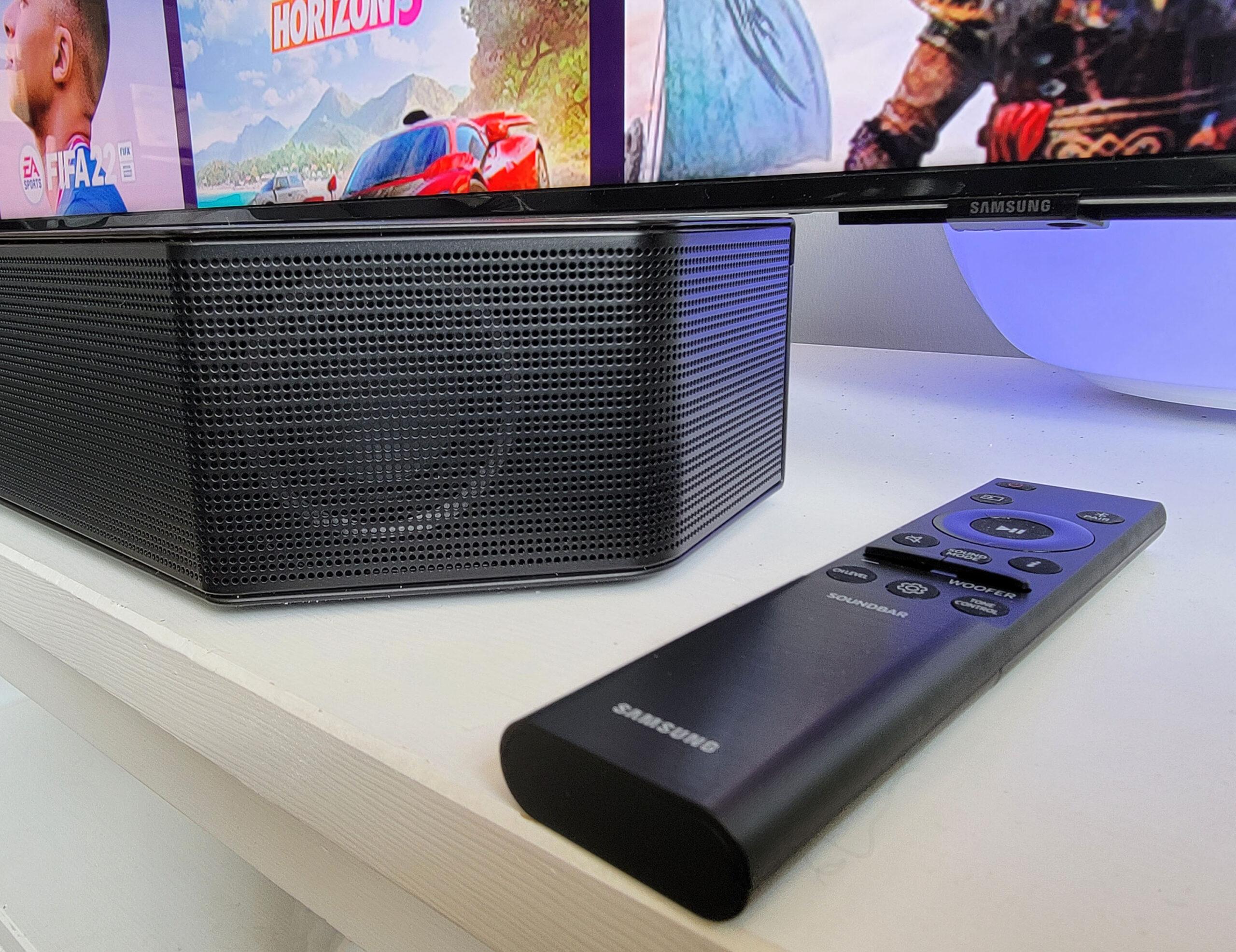 This soundbar system puts a home theater in your living room 36e0d22f remote and side speaker scaled