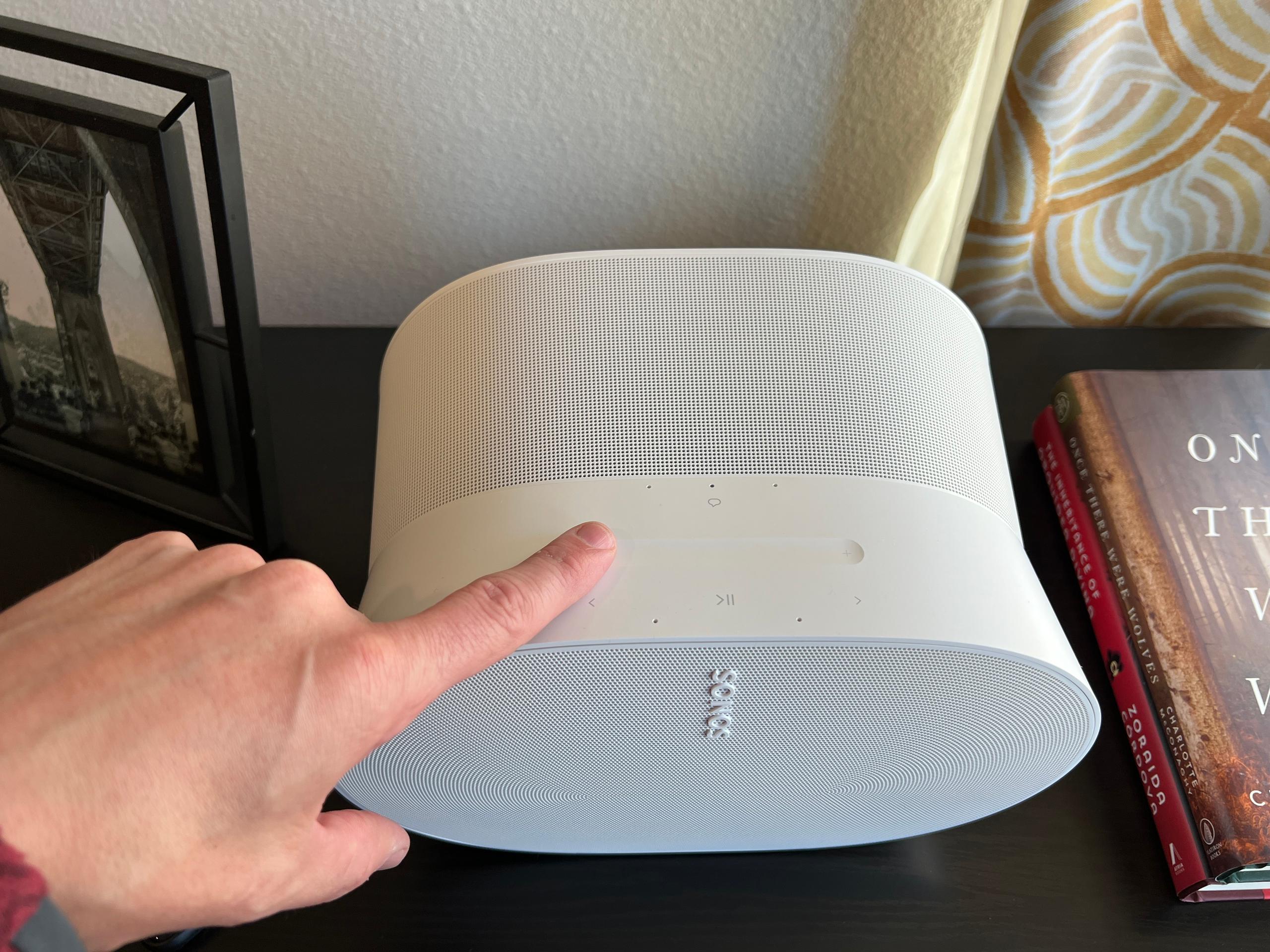 A look at the Sonos Era 300's top controls, including the volume slider.