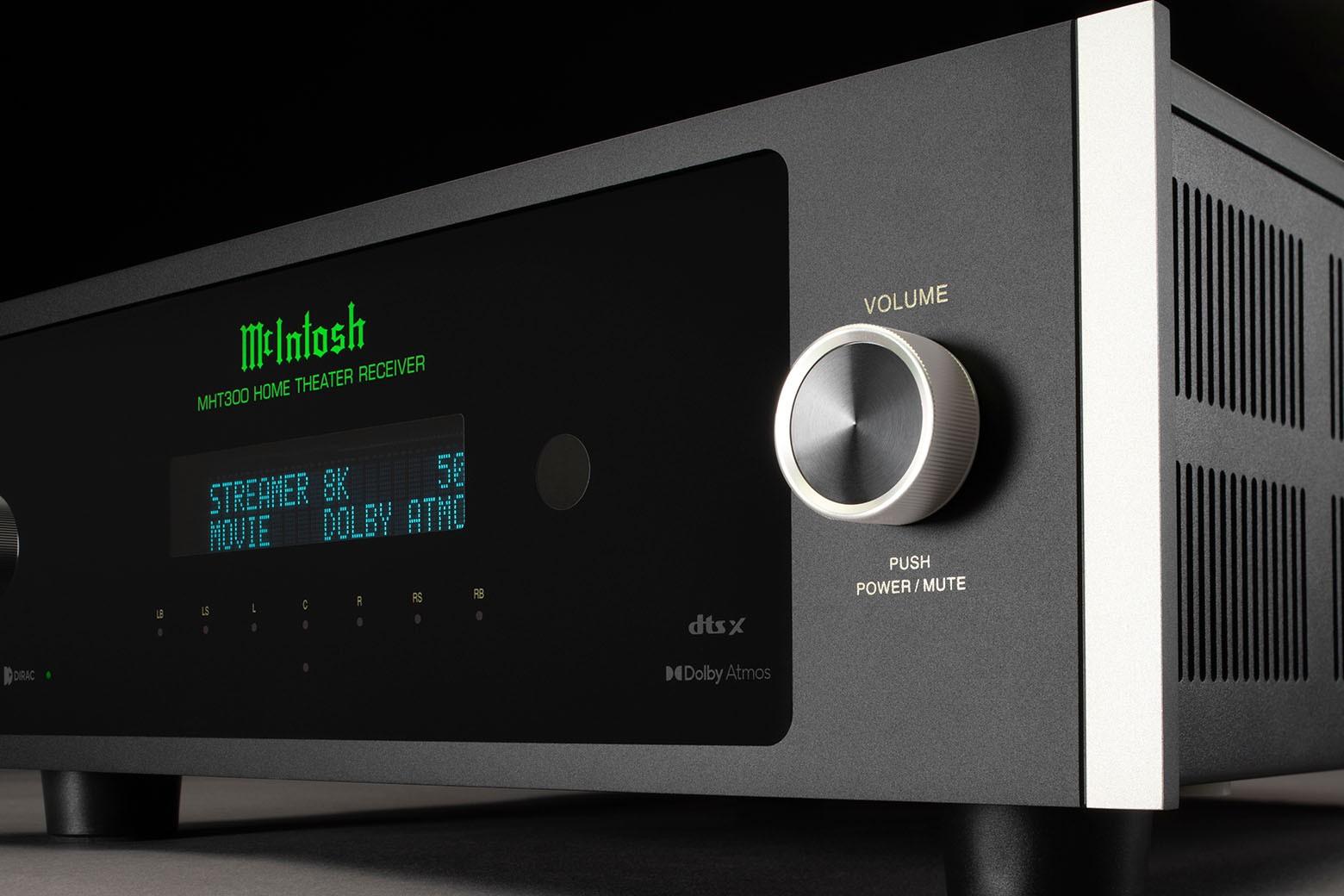 Watch out - McIntosh has raised the bar with an extremely capable amp section for a home theater receiver. ea74f829 mht300 angle right close up
