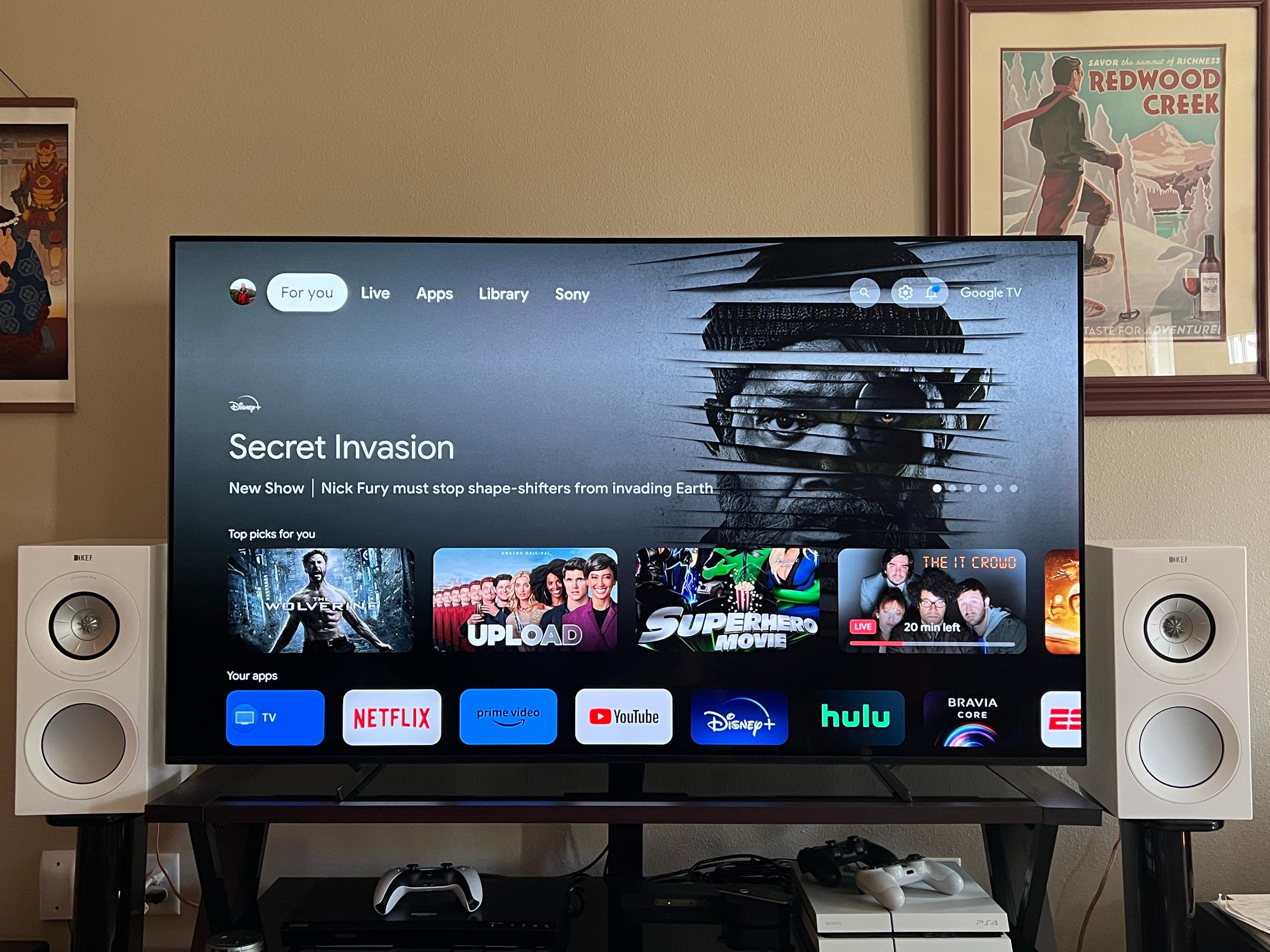 Sony A80L Google TV interface on console