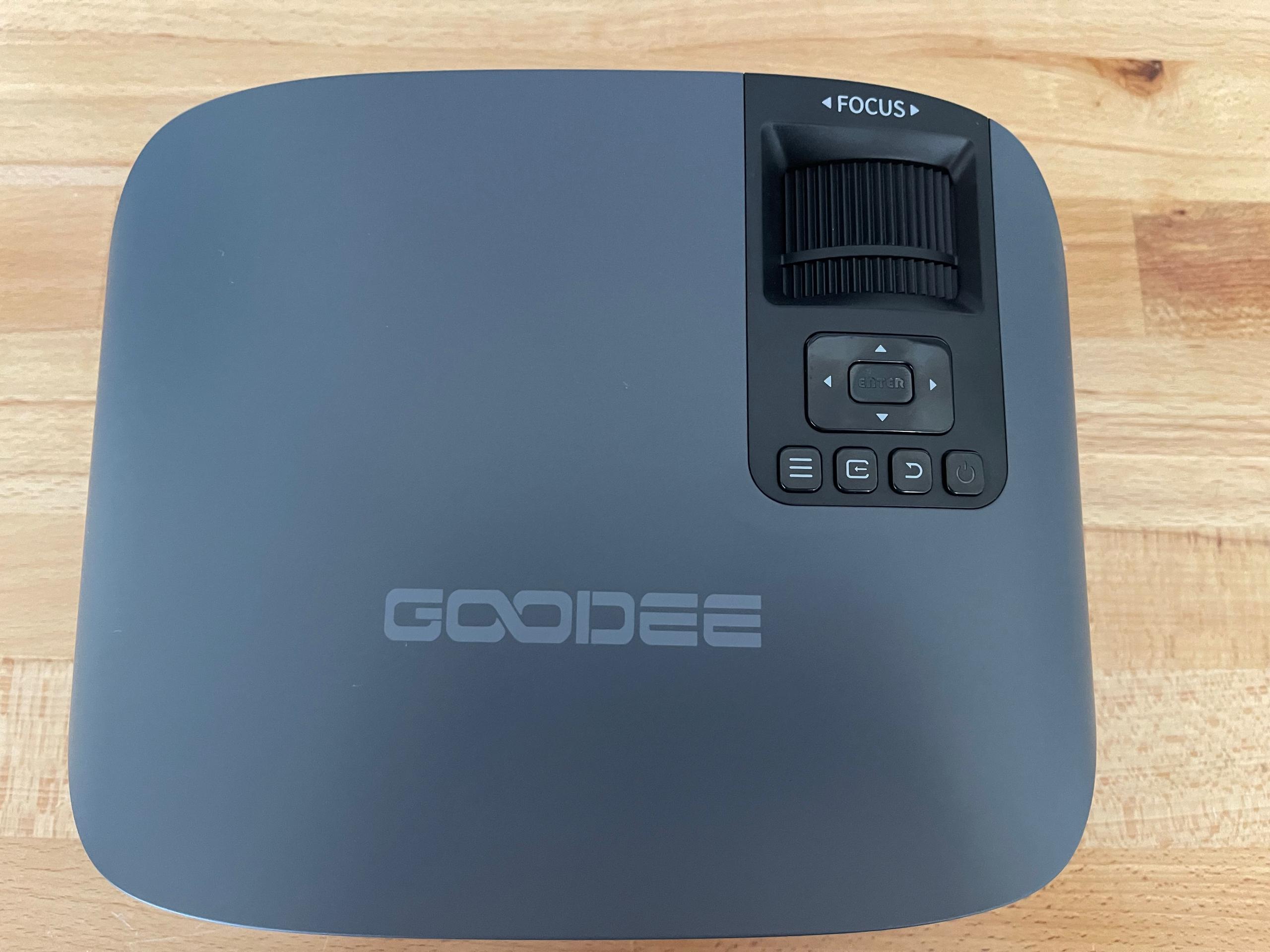 GooDee Y600 Plus Video Projector from bird's eye perspective