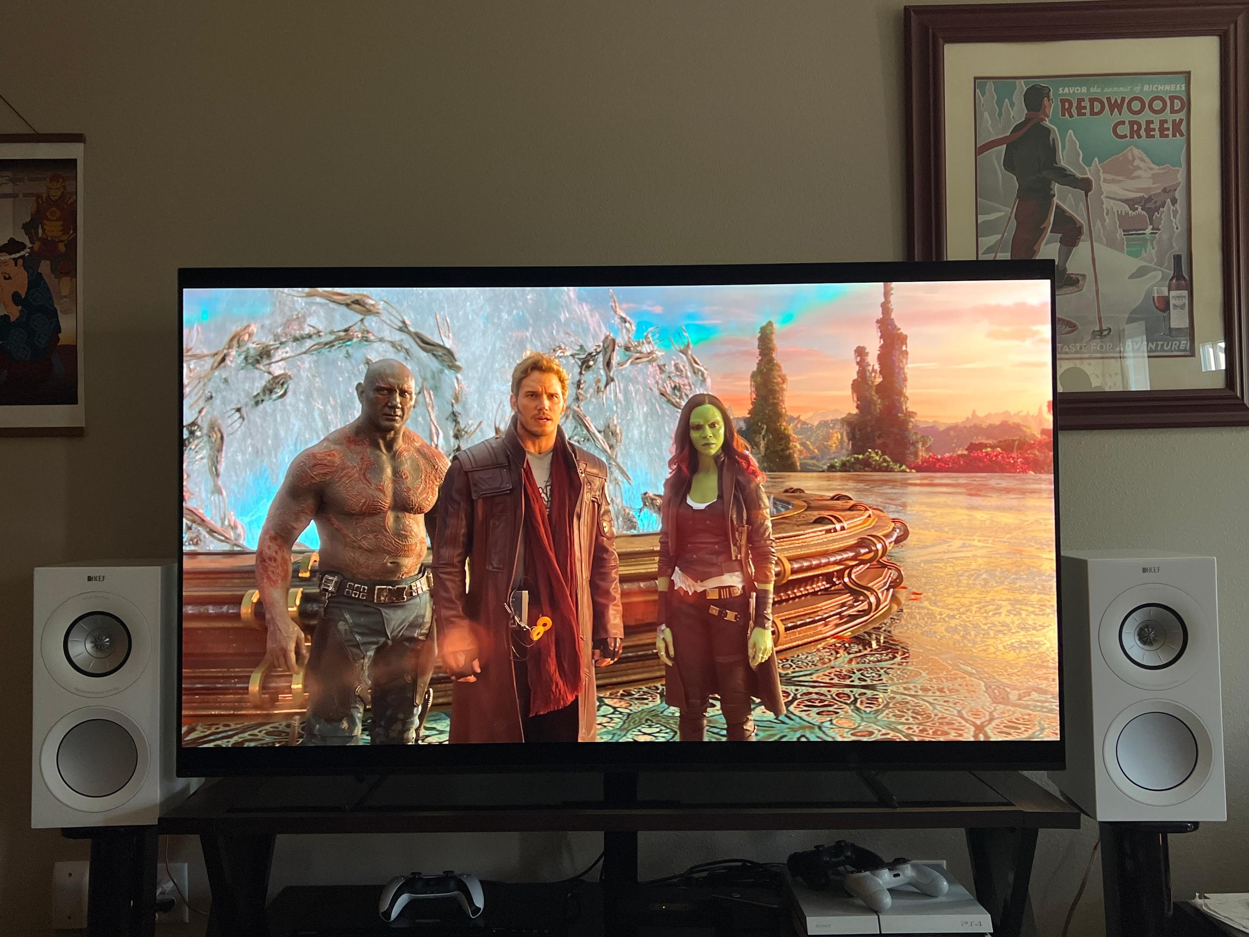 Sony A80L Guardians of the Galaxy on TV console