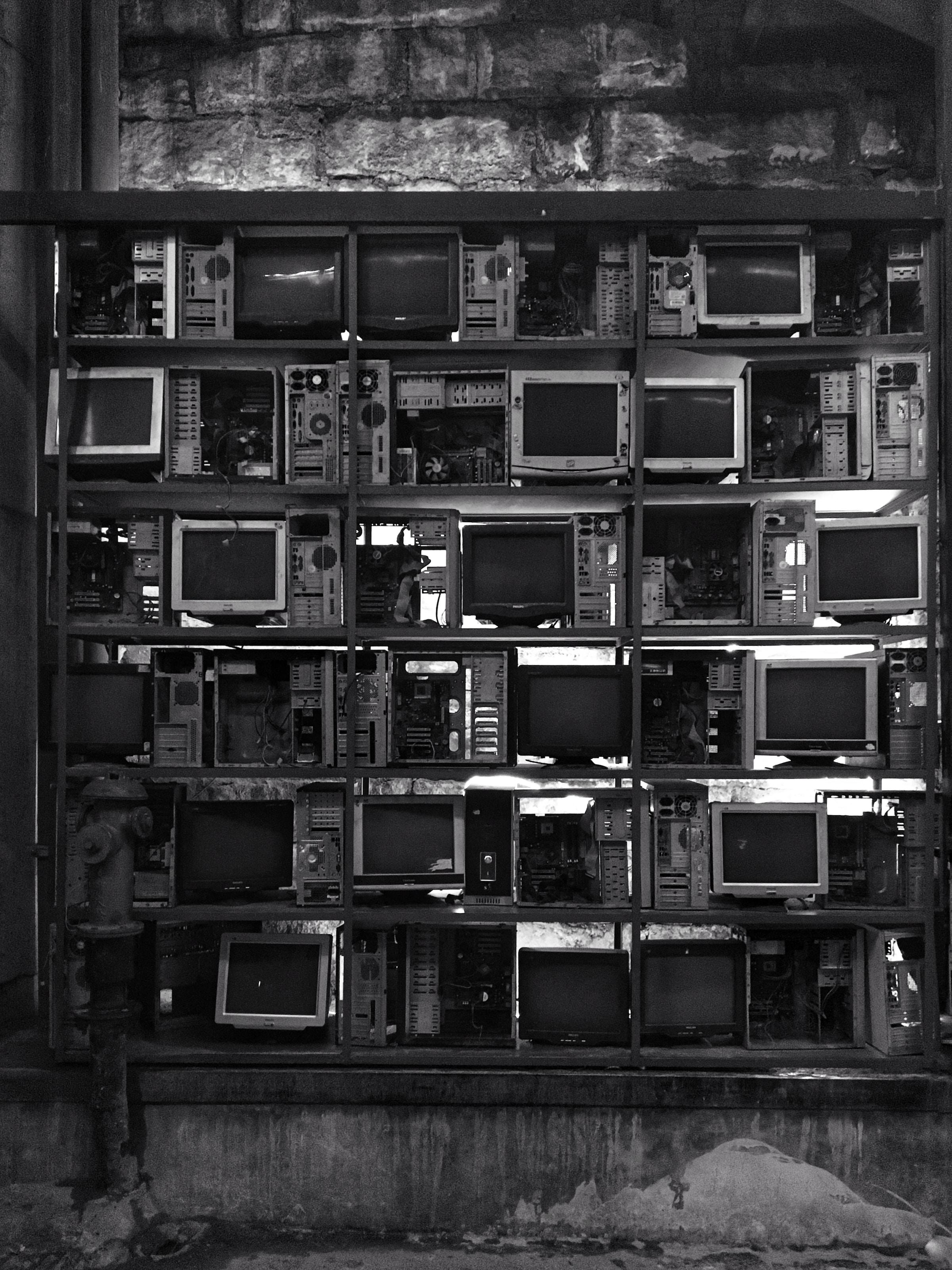 Bunch of Old TVs, black and white