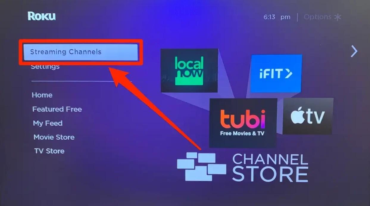 Roku Streaming Channels section