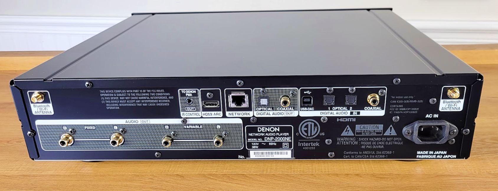 Denon DNP 2000NE Network Player back ports