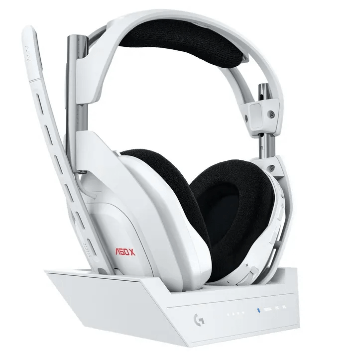 Logitech G Astro A50 X Gaming Headset in white color.