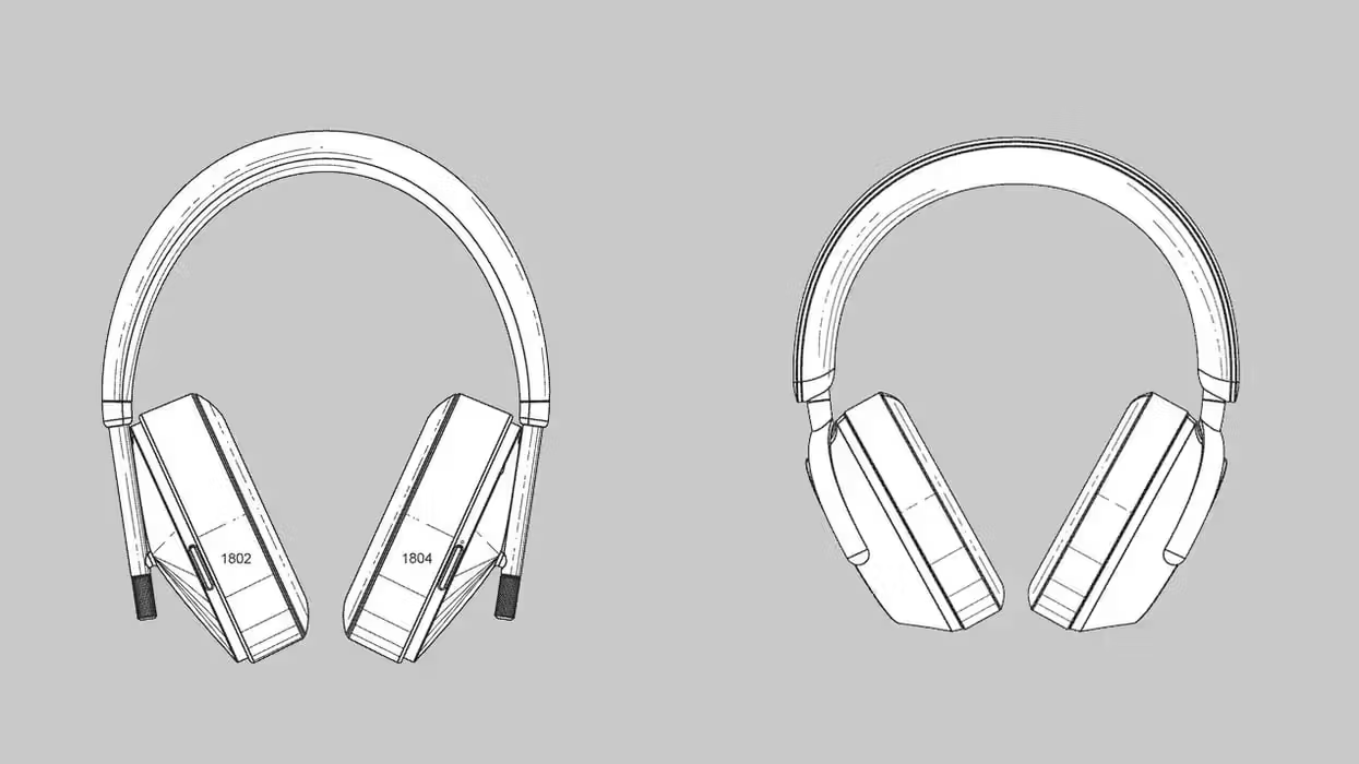 A patent drawing shows two potential designs for Sonos headphones