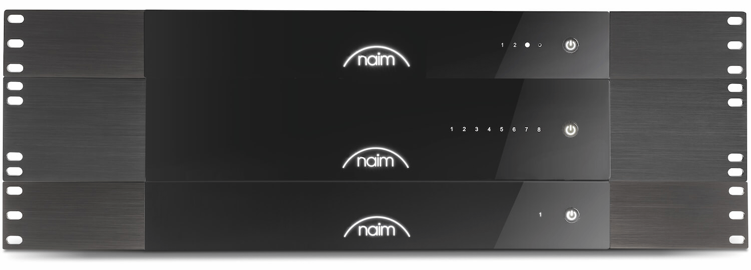 A front view of all three Naim CI Series models.