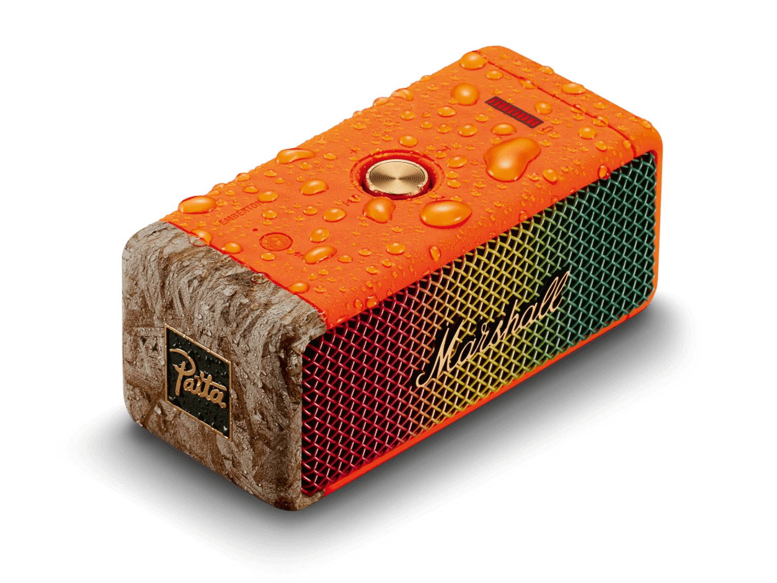 A top angle view of Marshall Emberton II Patta Edition portable speaker.