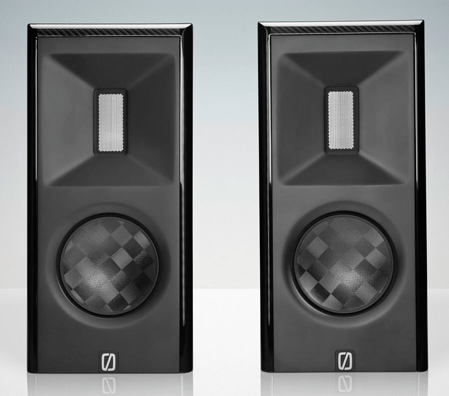 A front view of two Børresen X1 stand-mount loudspeakers.