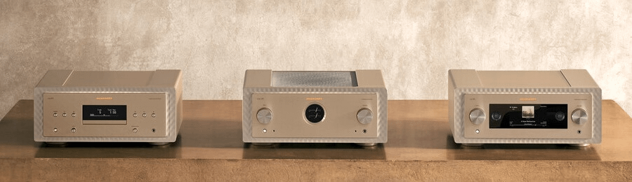 Marantz 10 Series: SACD Player (left), Integrated Amp (middle), Network Player (right).