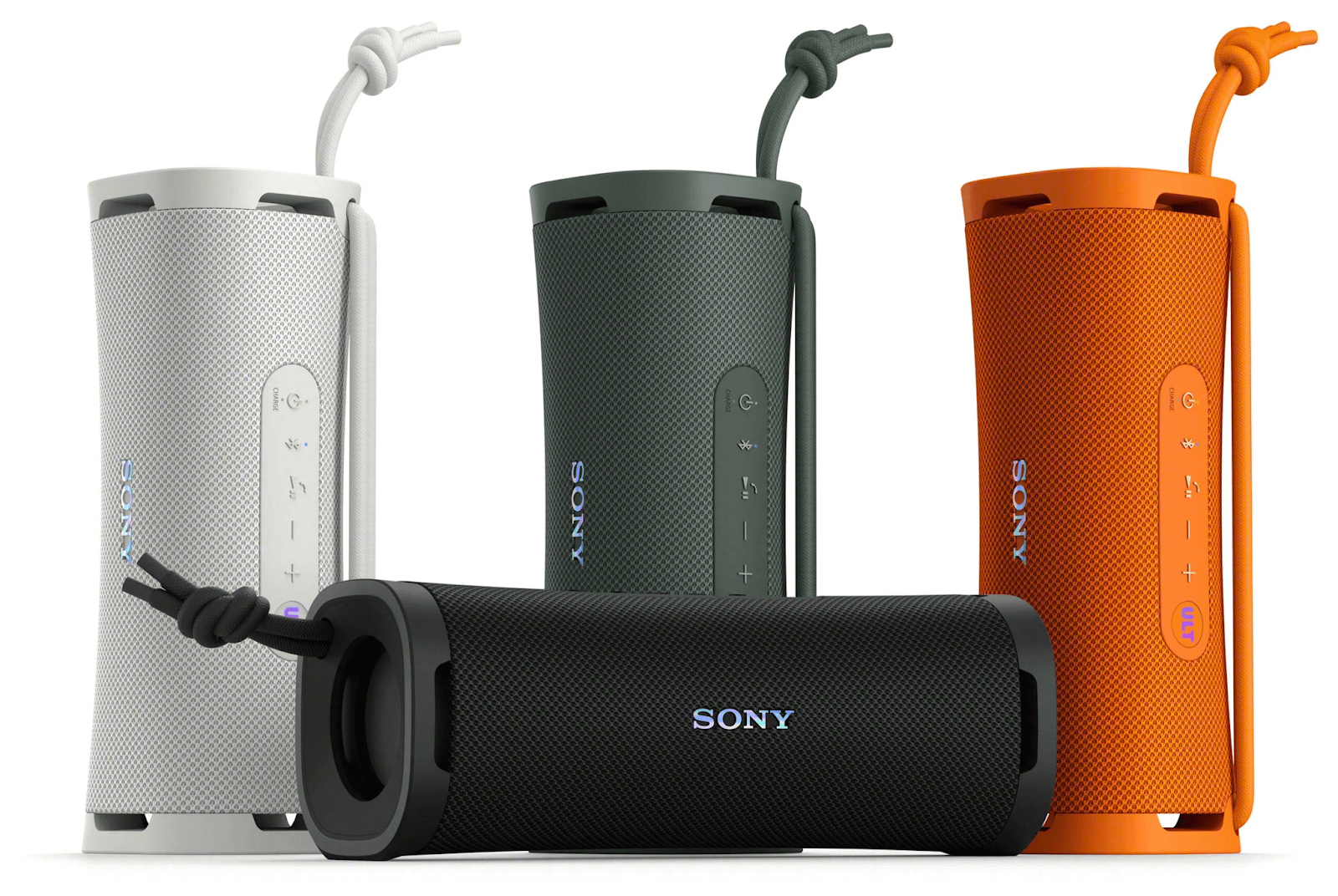 Sony ULT Field speakers in four different colors.
