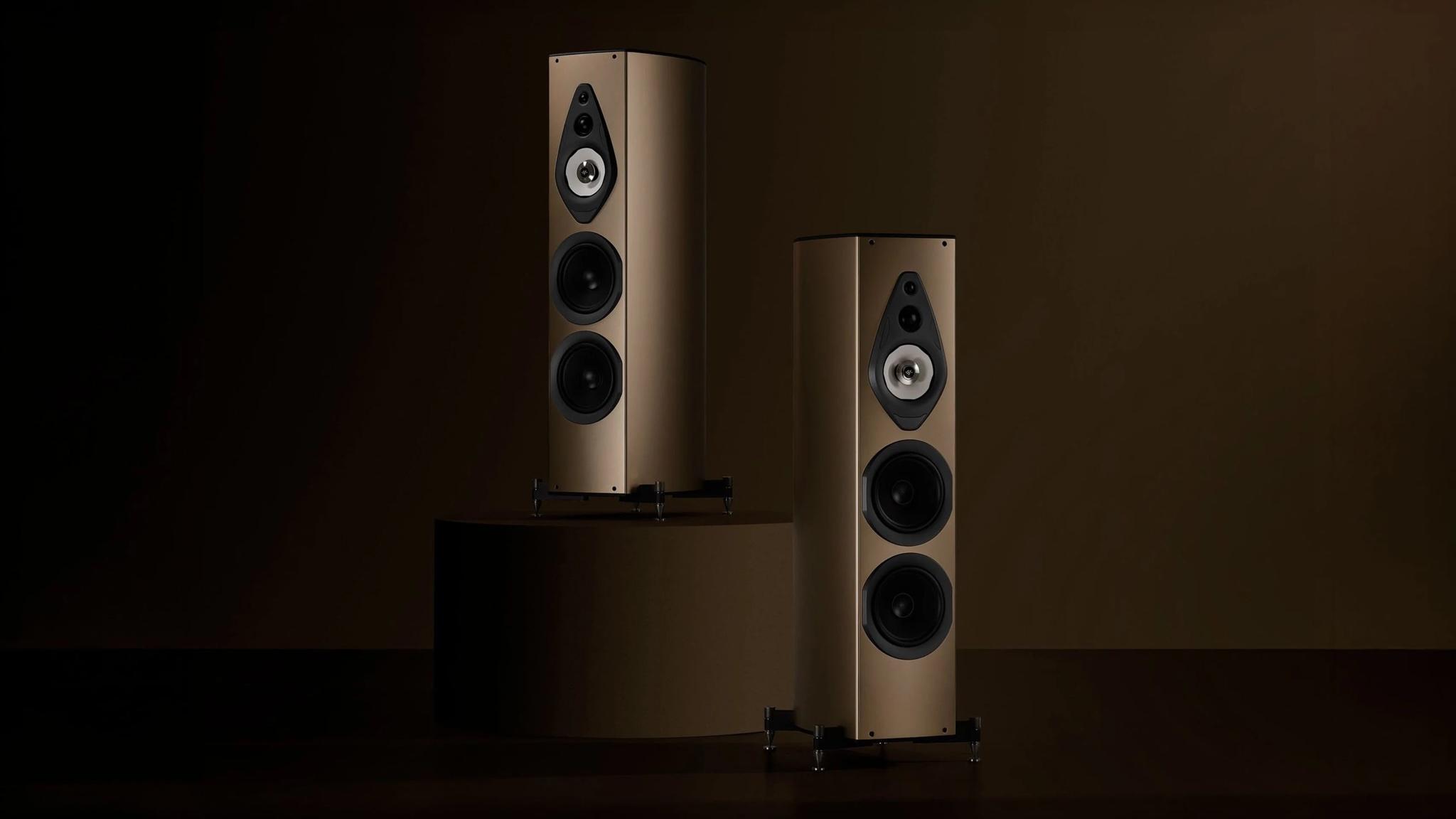 Sonus faber Amati Supreme floorstanding speakers.