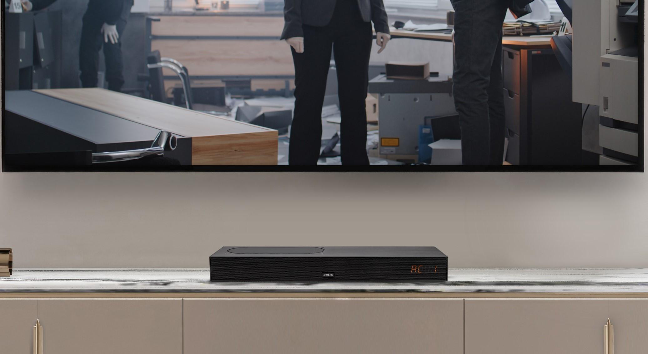 ZVOX AV835 soundbar in living room.