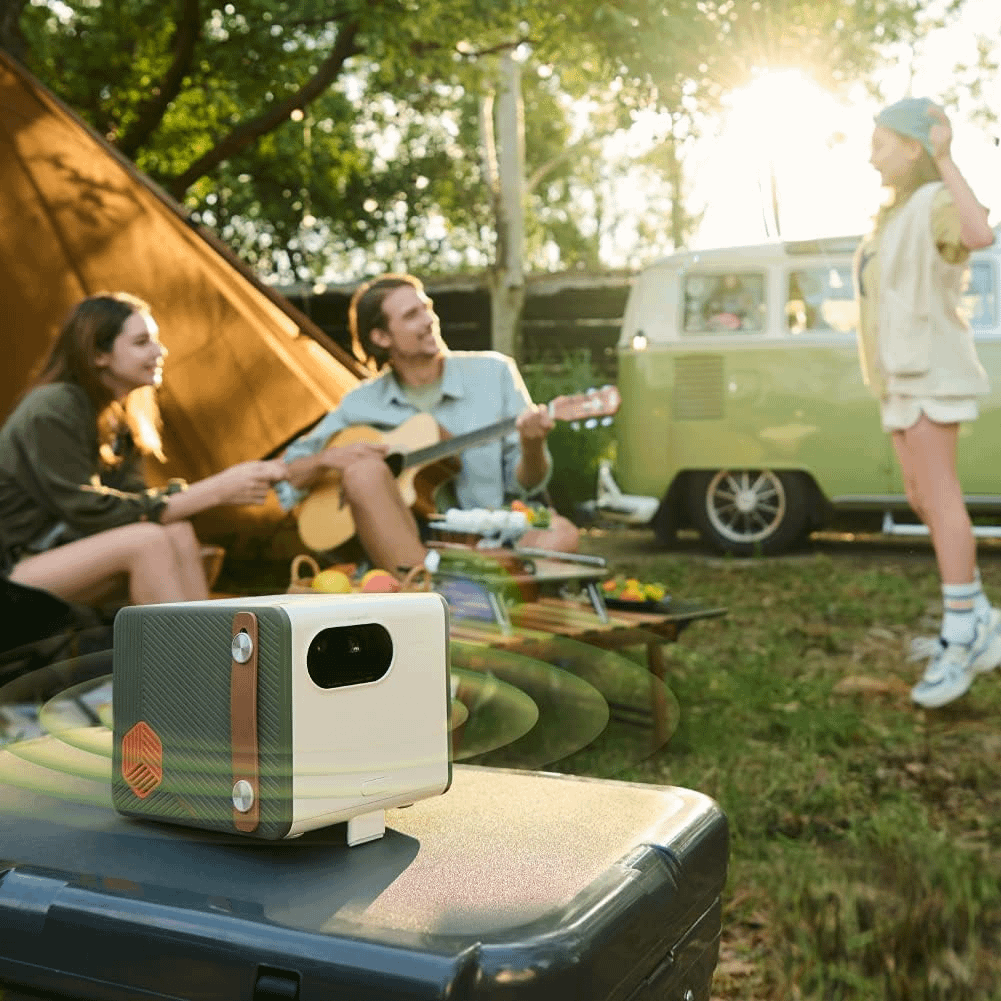 This BenQ Portable Projector Blew Me Away—And It’s 31% Off Ahead of Prime Day 3 BenQ GS50 Outdoor Projecto in camp.