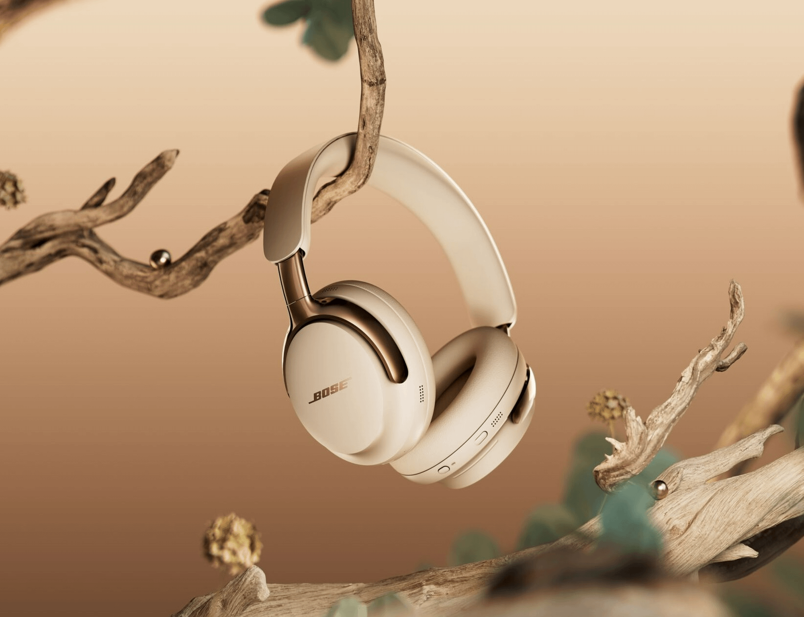 Bose QuietComfort Ultra 2nd Gen: The Headphones Everyone Will Be Talking About This Fall 2 Bose QuietComfort Ultra 2nd Gen headphones in Driftwood Sand color.