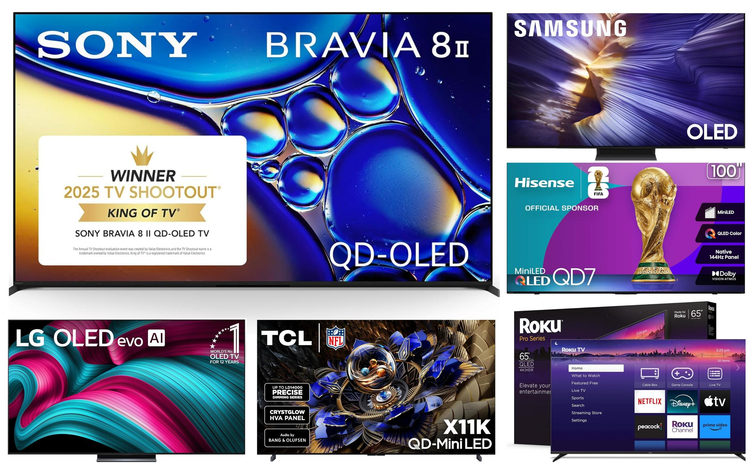 Collage of various TVs.