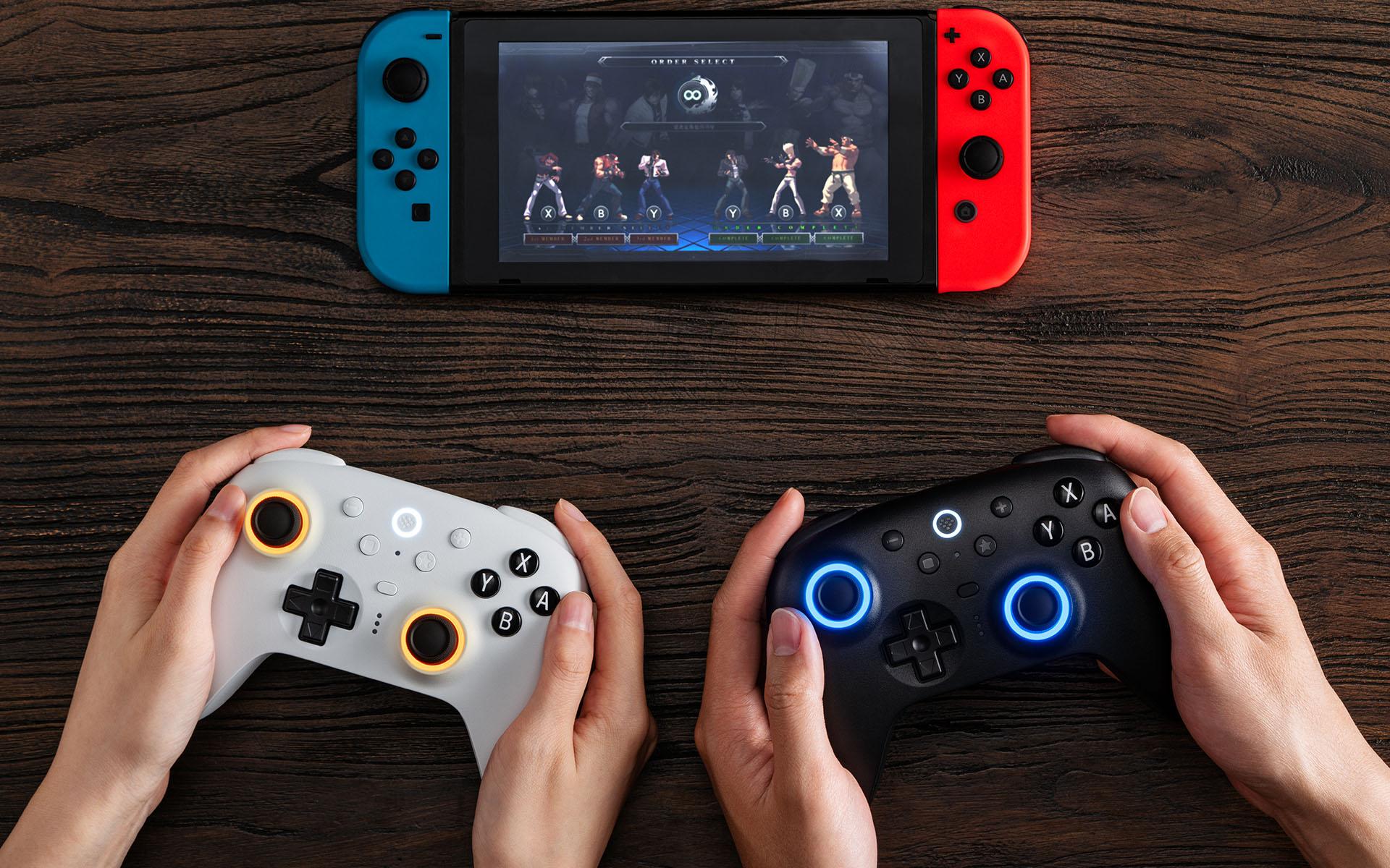 Two controllers connected to Nintendo Switch 2 console.